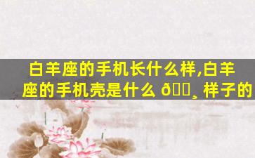 白羊座的手机长什么样,白羊座的手机壳是什么 🌸 样子的